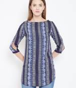 Sethi Daughters Women Blue and Multi Color Printed Crepe Tunic