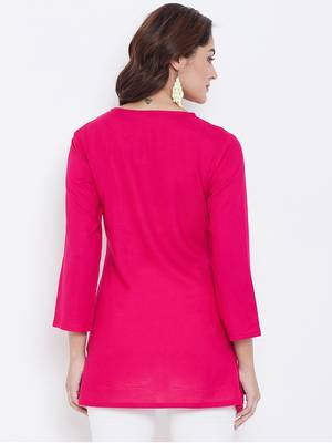 Sethi Daughters Women Fuschia Color Embroidered Rayon Tunic 2