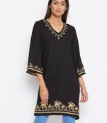 Sethi Daughters Women Black Color Embroidered Rayon Tunic