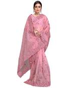 green Organza  saree with blouse piece