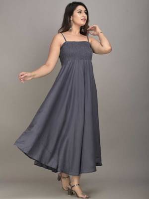 Aurish Grey Fit and Flare Dress  2