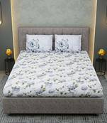 100% Cotton bedsheet for king size/double bed 240 TC Dahlia Floral Grey Color with 2 pillow cover / 9 Ft X 9 Ft