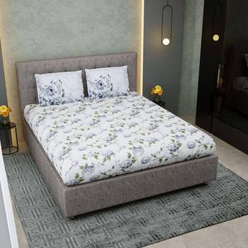 100% Cotton bedsheet for king size/double bed 240 TC Dahlia Floral Grey Color with 2 pillow cover / 9 Ft X 9 Ft 4