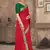 Red printed silk blend saree with blouse
