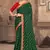 Green printed silk blend saree with blouse