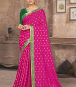 Pink printed silk blend saree with blouse