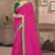 Pink printed silk blend saree with blouse