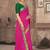 Pink printed silk blend saree with blouse