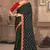 Black printed silk blend saree with blouse