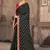 Black printed silk blend saree with blouse