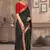Black printed silk blend saree with blouse