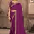 Purple embroidered silk blend saree with blouse
