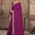Purple embroidered silk blend saree with blouse