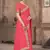 Pink embroidered silk blend saree with blouse
