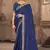 Dark blue embroidered silk blend saree with blouse