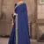 Dark blue embroidered silk blend saree with blouse