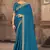 Blue embroidered silk blend saree with blouse