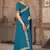 Blue embroidered silk blend saree with blouse