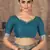 Blue embroidered silk blend saree with blouse