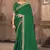 Green embroidered silk blend saree with blouse