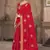 Red embroidered silk blend saree with blouse