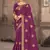 Purple embroidered silk blend saree with blouse