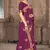 Purple embroidered silk blend saree with blouse