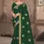 Green embroidered silk blend saree with blouse