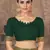 Green embroidered silk blend saree with blouse
