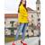 CLOTH BOOST Presenting For Beautiful Girl's And Women's Georgette Below Knee Short Sleeve Yellow Top