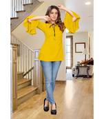 CLOTH BOOST Presenting For Beautiful Girl's And Women's Rayon Hip Length Full Sleeve Yellow Top