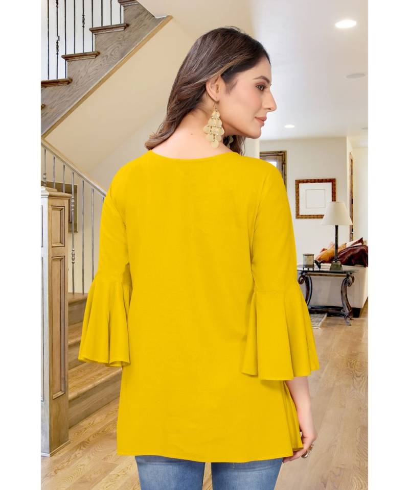 CLOTH BOOST Presenting For Beautiful Girl's And Women's Rayon Hip Length Full Sleeve Yellow Top