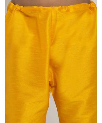 Boys Mustard Color Silk Kurta with Churidar 5