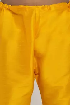 Boys Mustard Color Silk Kurta with Churidar