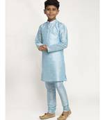Boys Sky Blue Color Silk Kurta with Churidar