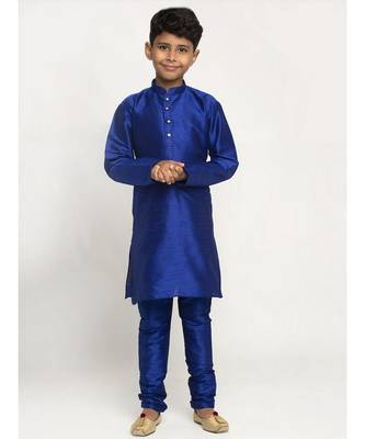 Boys Royal Blue Color Silk Kurta with Churidar 1