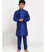 Boys Royal Blue Color Silk Kurta with Churidar