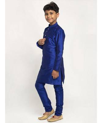 Boys Royal Blue Color Silk Kurta with Churidar 2