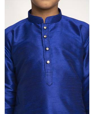 Boys Royal Blue Color Silk Kurta with Churidar 4