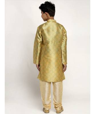 Boys Pista Color Printed Silk Kurta with Churidar 2