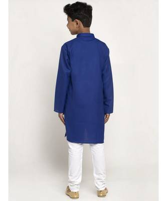 Blue and White Cotton Boys Kurta Pyjama 2