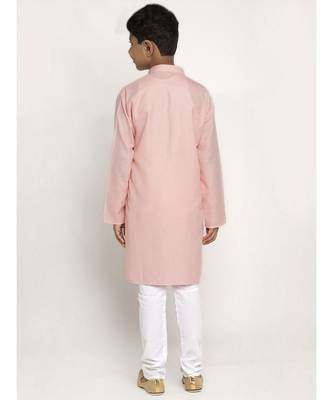 Pink and White Cotton Boys Kurta Pyjama 3