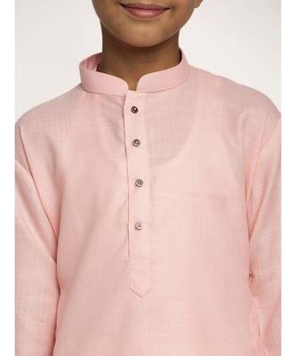 Pink and White Cotton Boys Kurta Pyjama 4