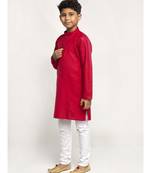 Red and White Cotton Boys Kurta Pyjama