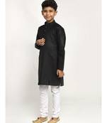 Black and White Cotton Boys Kurta Pyjama