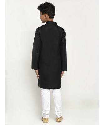Black and White Cotton Boys Kurta Pyjama 3