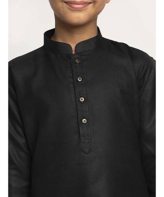 Black and White Cotton Boys Kurta Pyjama 4