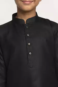 Black and White Cotton Boys Kurta Pyjama