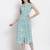 Altiven Women's Blue Rayon Printed Sleeveless Collar Neck Casual Dress