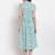 Altiven Women's Blue Rayon Printed Sleeveless Collar Neck Casual Dress